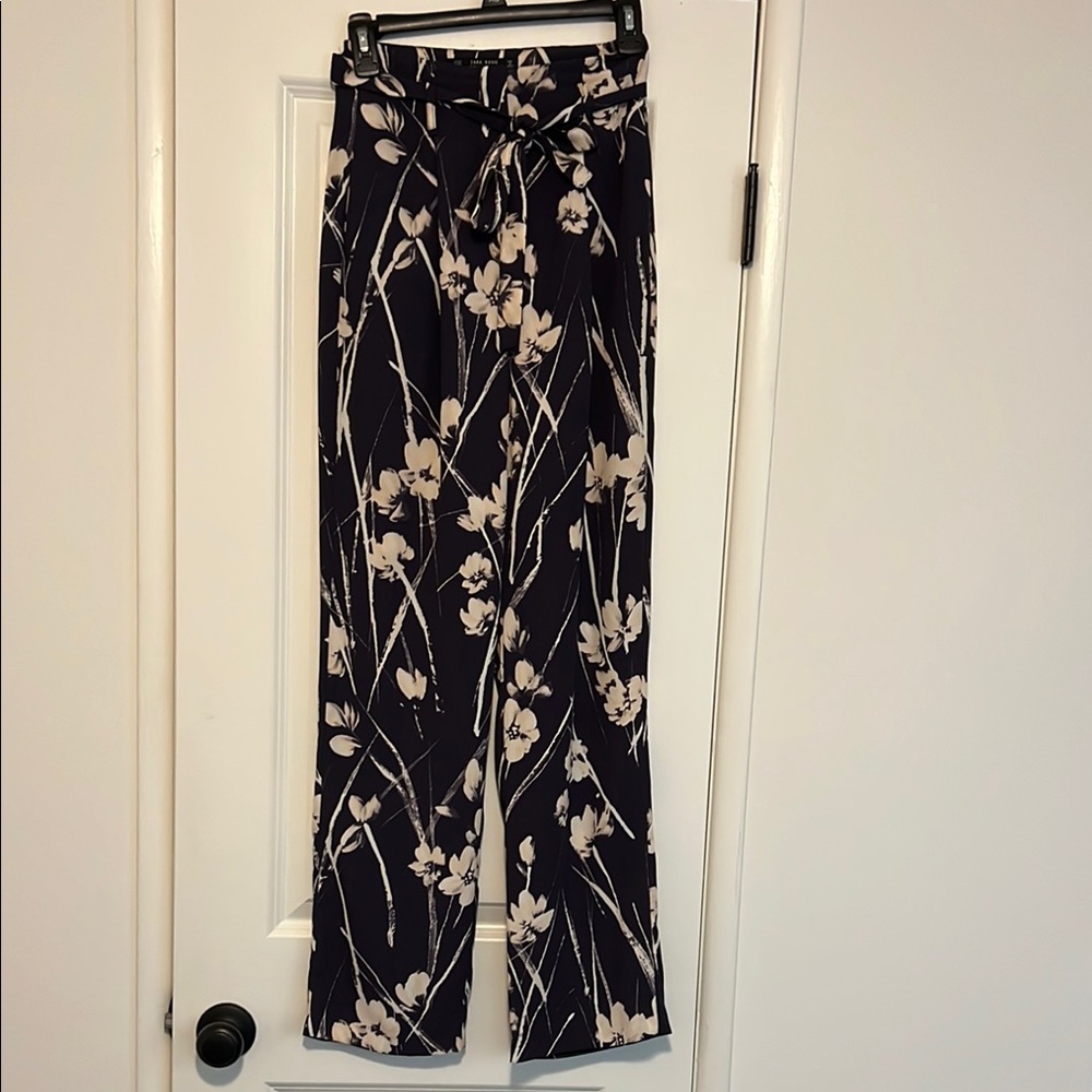Floral Black and Cream Women's Pants
